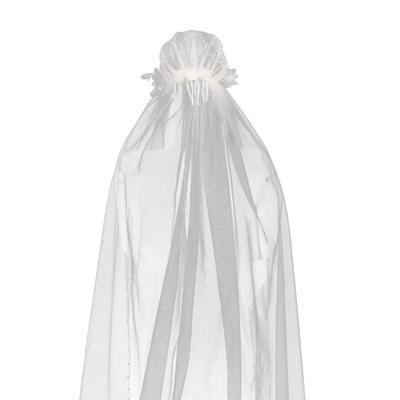 Белый Цвет Свадебная Фата Невесты с Жемчужной Отделкой Девочка Невеста Длинный Тюль Свадебные Тиары для Церемонии Женская Фотография