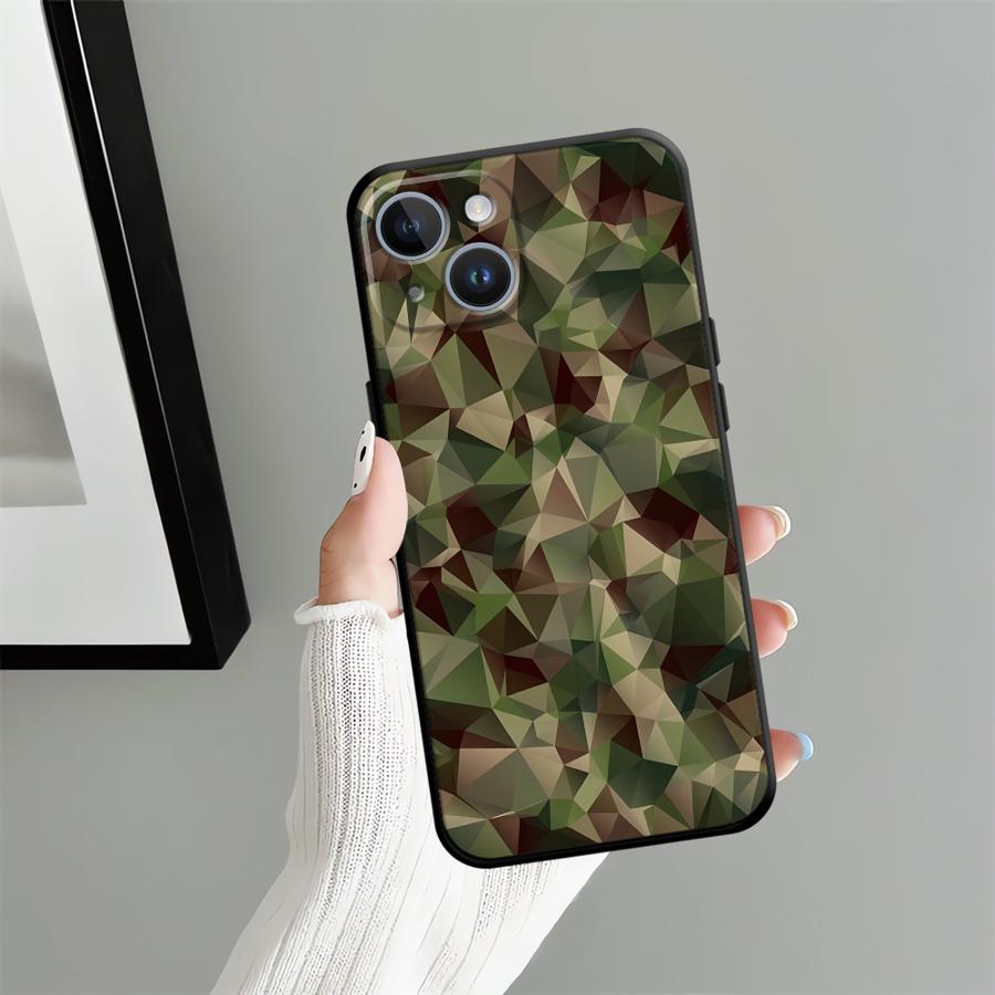 Мягкий чехол-бампер с камуфляжным рисунком для iPhone 11 15 Plus 17 16 Pro Max 12 SE 13 Mini 14 17Air X XS XR 7 8