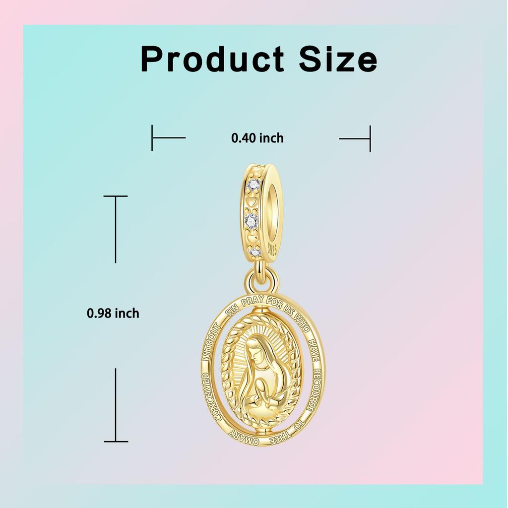 Оригинальные шармы-бусины Медь с инкрустацией цирконием Кулон в виде креста монахини Крыло ангела Подходят для браслета Ювелирный подарок Маркировка