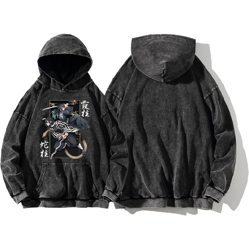 Аниме Толстовка Токито Муичиро Клинок, рассекающий демонов Игуро Обанай Свитшот Женская Мужская Одежда Длинный Рукав Уличная Одежда Выстиранный Хлопок Топы