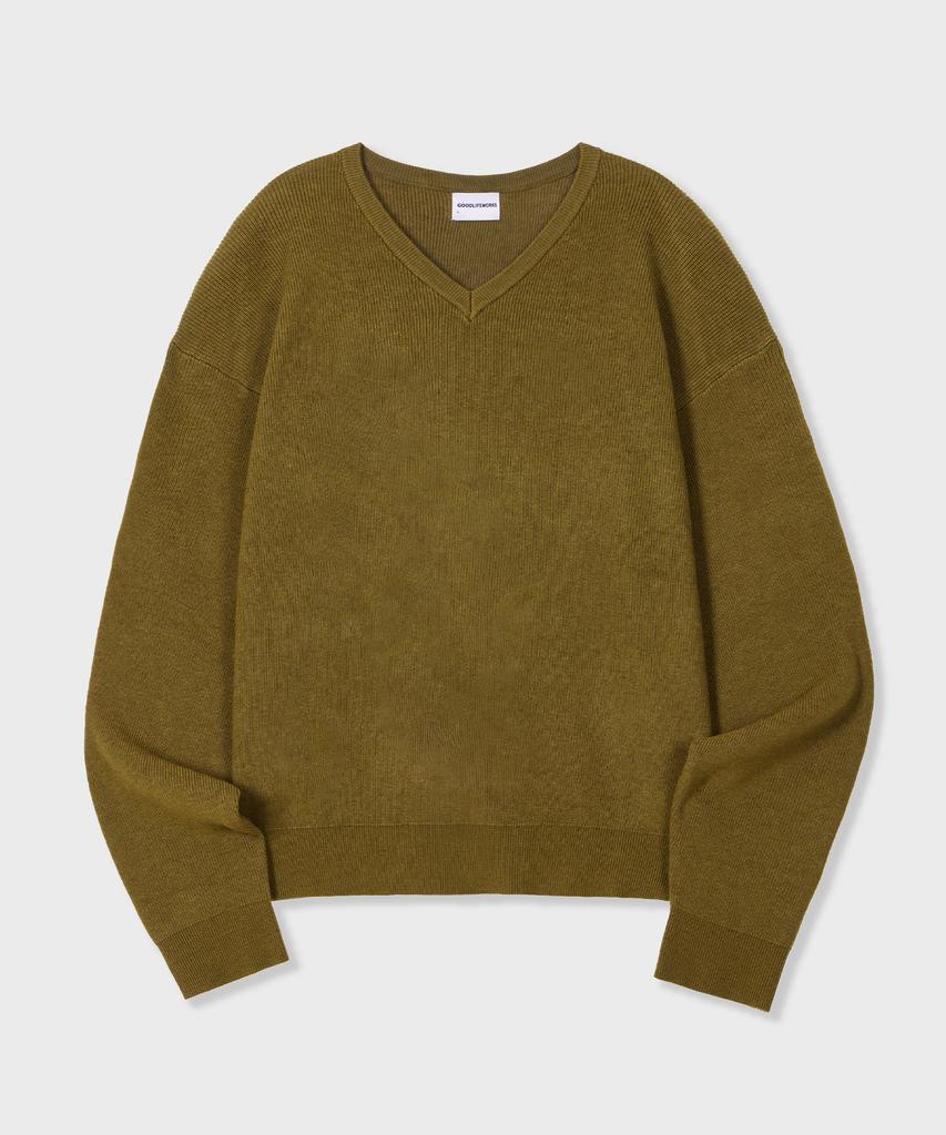 GLW Minimal V-Neck Crop Knit Olive