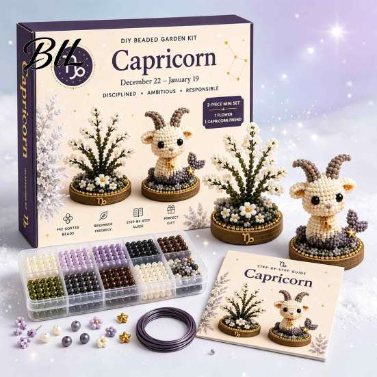 Office Desk Decoration Crafts 12 Zodiac Signs DIY Beaded Garden Kit, 3D Astrology Flower Craft Handmade Gift Ideas for Birthdays Bead Kit Beginners,