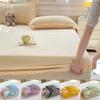 Soft Warm Plush Fitted Sheet Elastic Mattress Cover Fluffy Coral Fleece Bed Linen Winter Couple Luxury Double Bed Bedding