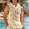 MenSleeveless Side Bandage Mesh See Through Party Beach Tank Tops