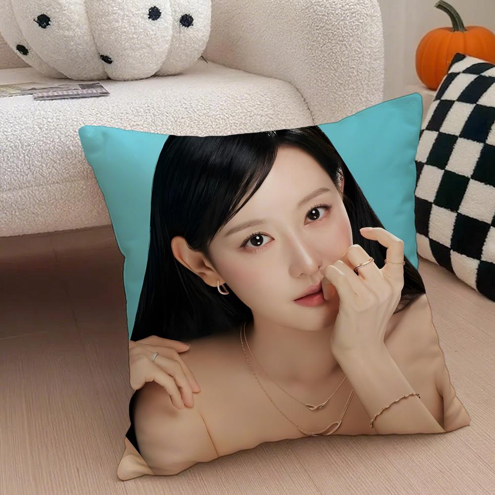 Talented Korean Beautiful Actress KKim Ji Won Cushion Cover Throw Pillow Cover Hidden Button Durable Polyester Chair Cushion