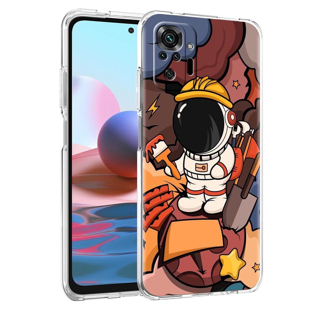 Чехол для телефона для Xiaomi Redmi Note 15 14 5G 13 12 10 11 Pro Plus 4G 14C 13C 12C Мягкий ТПУ чехол Космический Астронавт Мультяшный