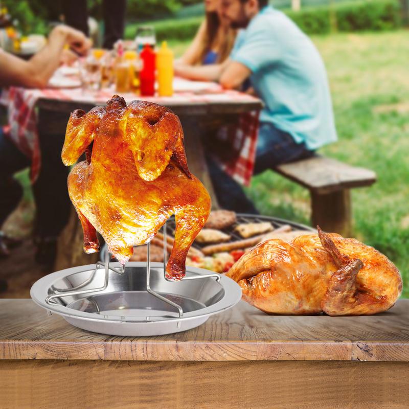 Подставка для гриля для курицы с антипригарным покрытием, подставка для жаровни пищевого качества с поддоном для сбора капель для курицы, держатель для курицы для духовки, новинка