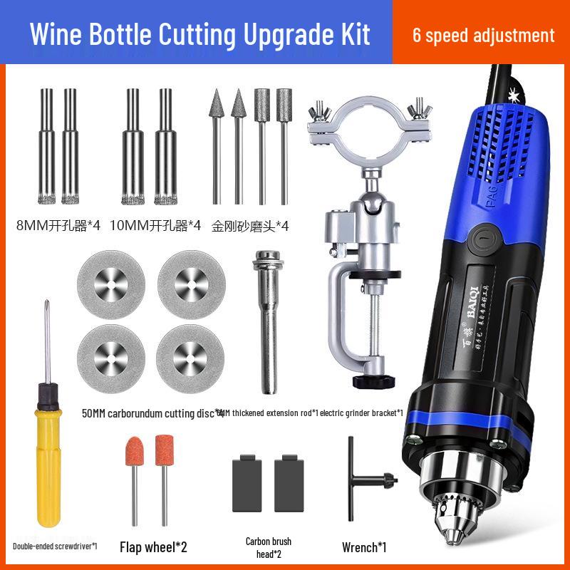 Multifunctional Handheld Electric Grinder and Chainsaw for Cutting Jade, Wood, Metal, and Wine Bottles.