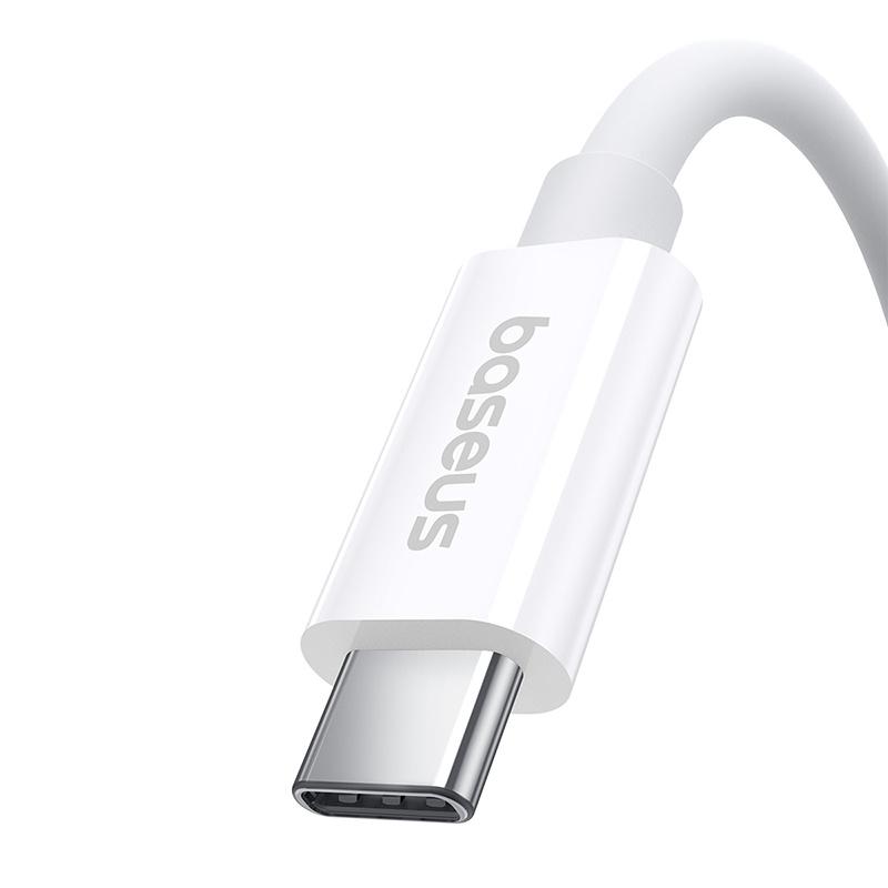 Baseus Elite USB-C Cable: 240W Power, 8K 60Hz Video Transfer, 1M Length, White - Superior Charging & Data Sync