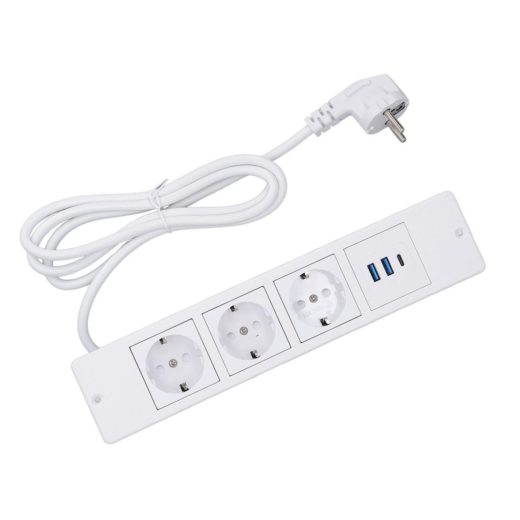 Встраиваемая сетевая планка 3 розетки 2 порта USB A 1 порт USB C PD20W Настольная розетка со шнуром 1,5 м Стандартная
