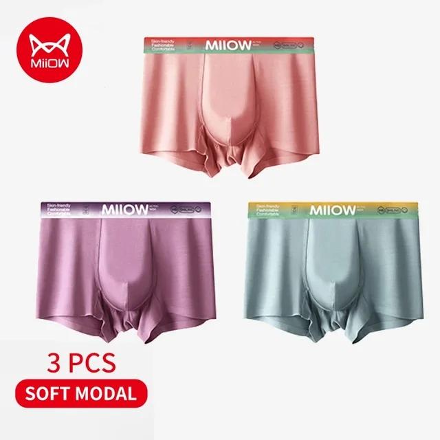 MiiOW 3 шт., мягкие шелковистые мужские трусы-боксеры из модала 7A, антибактериальные хлопковые мужские трусы, мужские трусы-боксеры с градиентом цвета