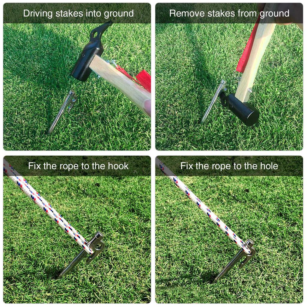 Сверхмощные стальные колышки для палатки с крючком и отверстием для навеса для походной палатки на открытом воздухе