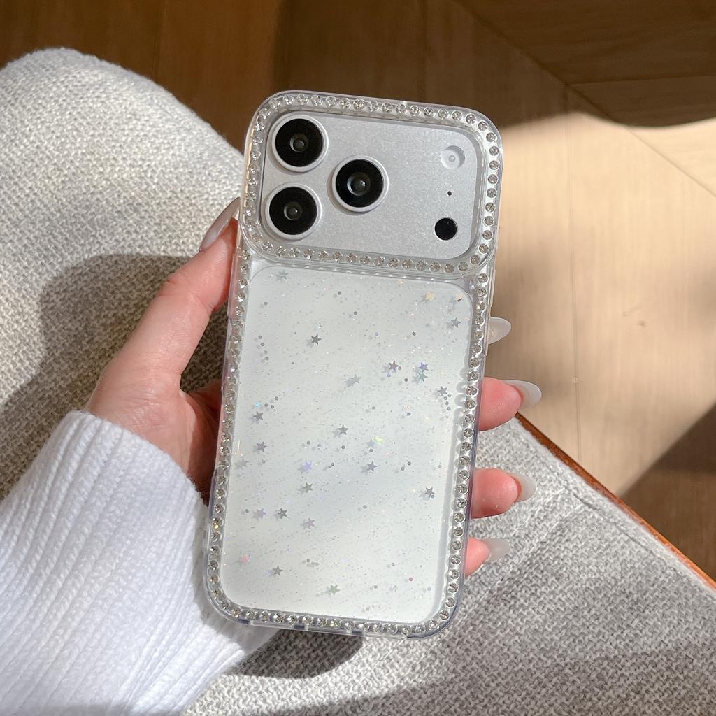 Роскошный Блестящий Чехол-Бампер с Алмазами и Блестками для iPhone 17 Air 16 15 14 Plus 13 12 11 Pro Max Прозрачный Ударопрочный Мягкий Девичий Женский Чехол