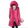 Winter  Womens Down Jackets Long Ultra Light Thin Casual Coat Puffer Jacket Slim Remove Hooded Parka