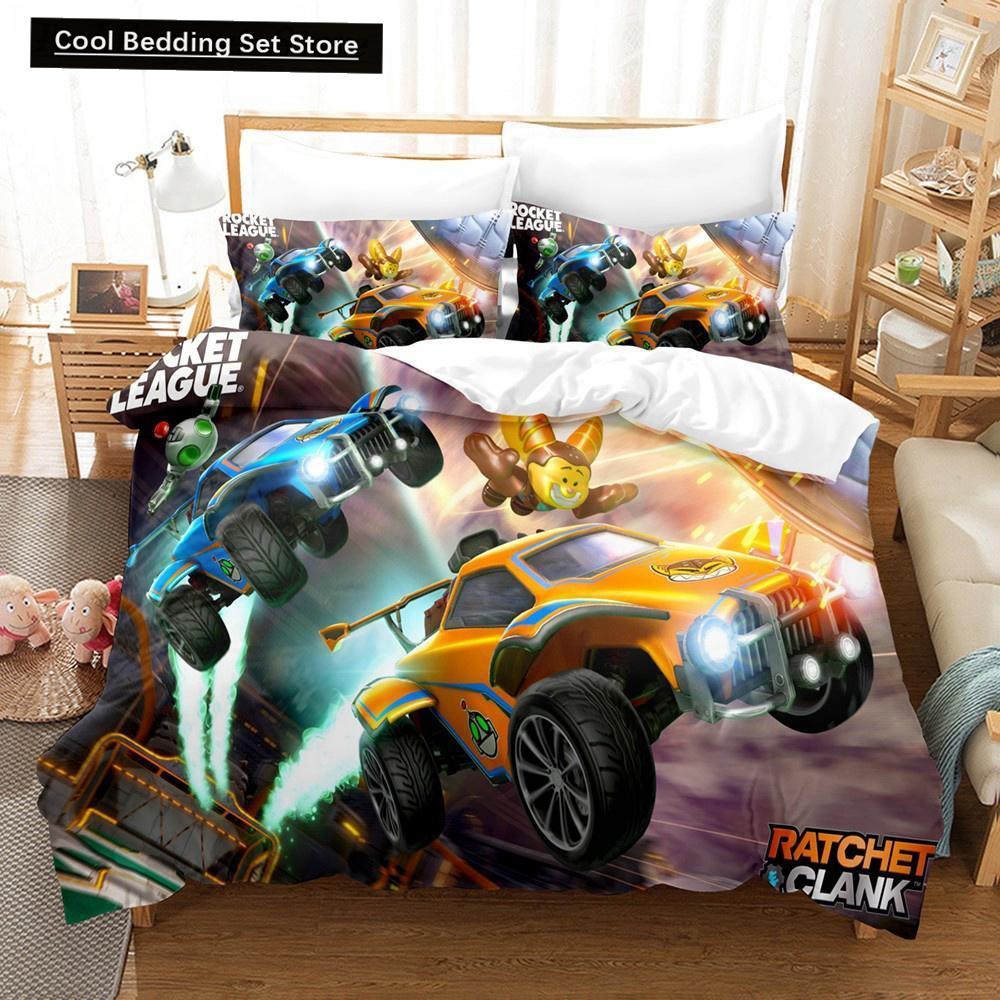 Новый комплект постельного белья Rocket League, покрывало для односпальной кровати, двуспальной кровати размера Queen King Size, комплект постельного белья Rocket League для детей, мальчиков, спальня, пододеяльник