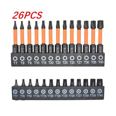 Набор из 26 отверток с головкой Torx, шестигранный хвостовик, защитная отвертка с защитой от несанкционированного доступа, магнитная отвертка, инструмент для бит