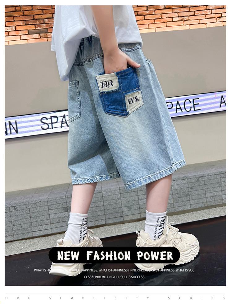 Boys' shorts summer clothes 2026 new item, mid size boys' summer denim cropped pants, boys' versatile pants