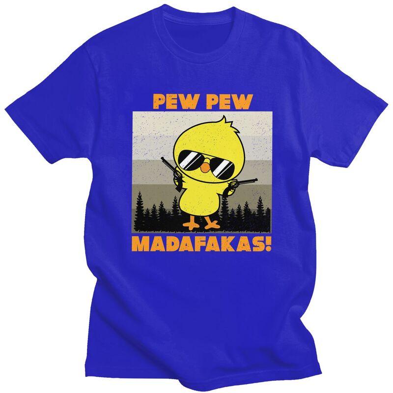 Мужские винтажные футболки Pew Madafakas с уткой, с коротким рукавом, для отдыха, модные, из чистого хлопка, подарок