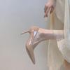 Pure Desire Sexy Nude Temperament Celebrity High Heels Light Mouth French Autumn Single Shoes Pointed Patent Leather Stiletto Women's Shoes