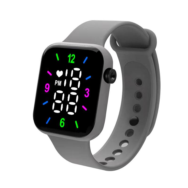 Детские электронные часы LED цифровые спортивные часы водонепроницаемые модные квадратные уличные силиконовый браслет для детей
