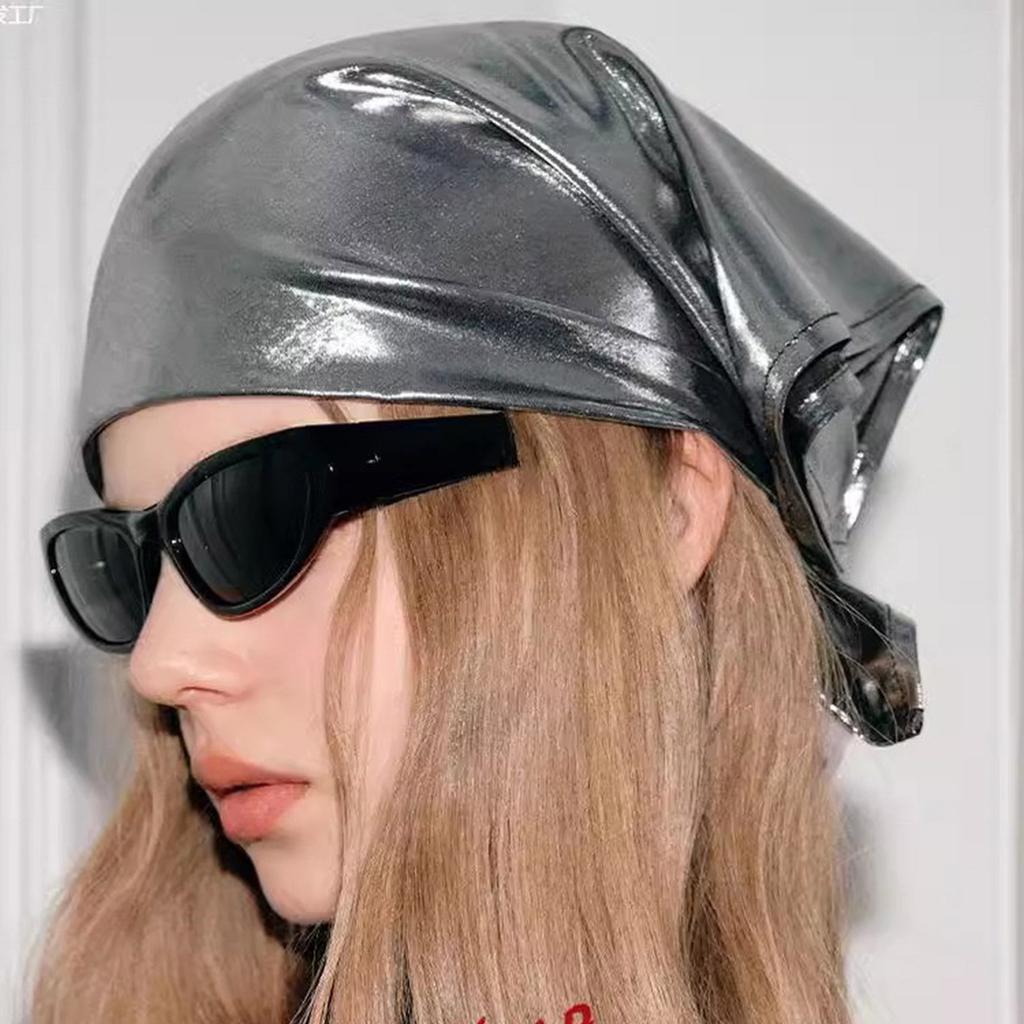 Hair Scarf Club Bandana Head Wrap Subculture Shimmering Silver Futurist for Adults Creative Subculture Headwear