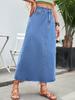 Зарубежная женская европейская и американская повседневная джинсовая миди-юбка А-силуэта с высокой талией
