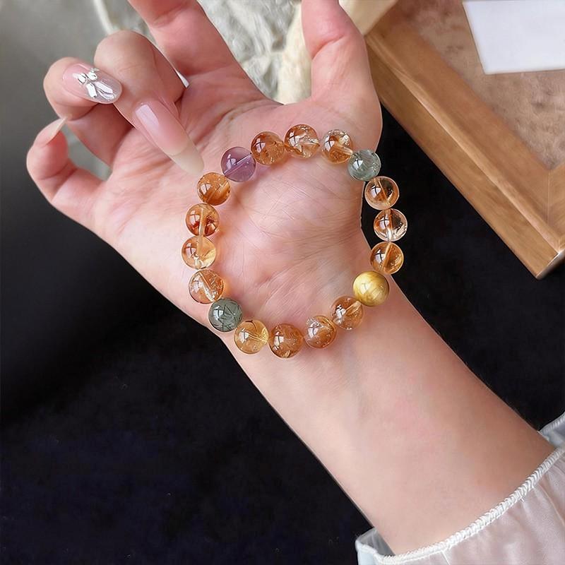 Natural Yellow Tower Crystal Tiger Eye Stone Bracelet Luxury Design Wealth Attraction