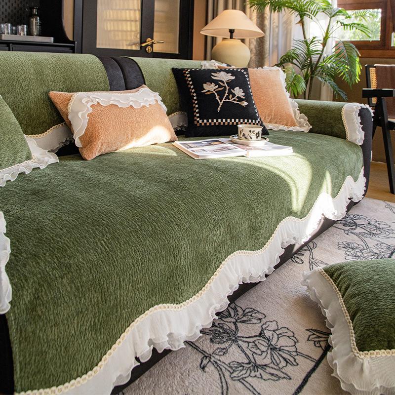 French Premium Sofa Cushion, Universal Non-Slip Sofa Cover For All Seasons, Cover Cloth, Straight Row Special-Shaped Skirt Sofa Seat Cushion