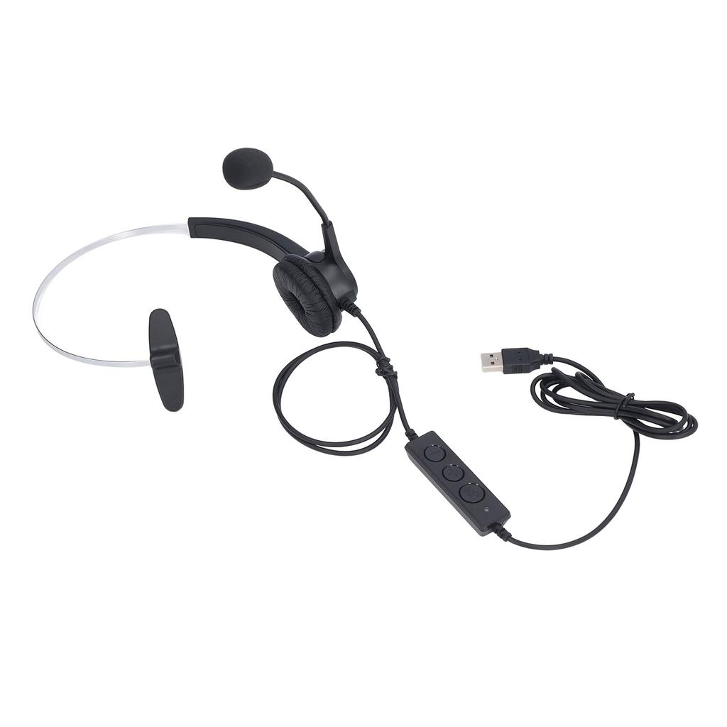 USB-гарнитура с шумоподавлением, регулируемой громкостью, оголовьем, одно ухо, проводные компьютерные наушники с