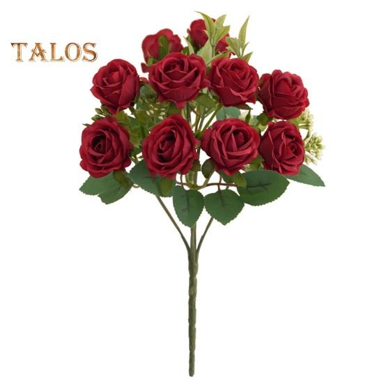 Rose Flower Artificial 10 Heads Decorative Smooth To Touch Beautiful Wedding Party No Watering Simulation Rose Party Supplies