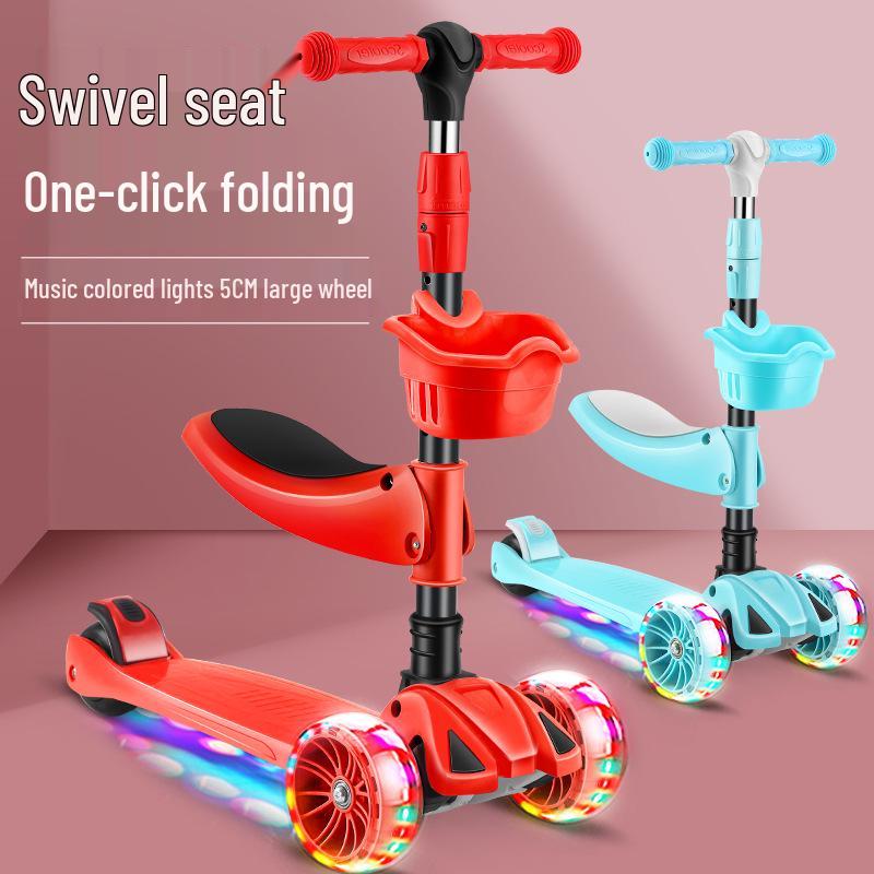 Three-in-One Foldable Children's Scooter with Flashing Pedal