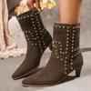 Fashion New Trend 2025 Autumn and Winter Rivet Fashion High Heel Chelsea Boots Pointed and Nude Boots High Heels Stiletto Western Boots
