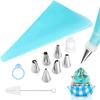 1set Piping Bags and Tips Set Cake DIY Decorating Kit with Stainless Steel Nozzle Reusable Silicone Pastry Cake Decorating Tools
