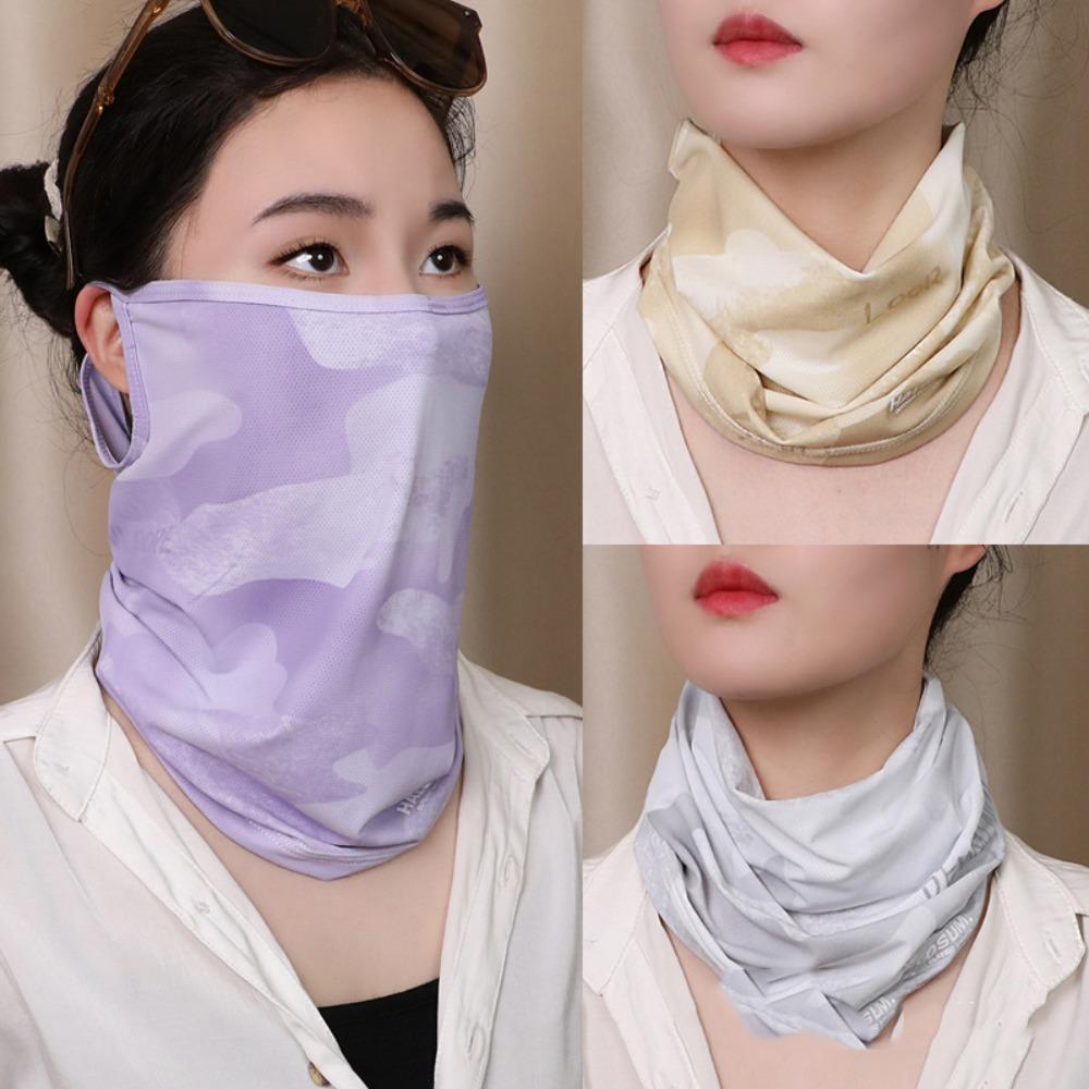 Ear Hanging Sunshade Veil Face Cover Shading Ice Silk Face Mask Sunscreen Face Mask  Sports