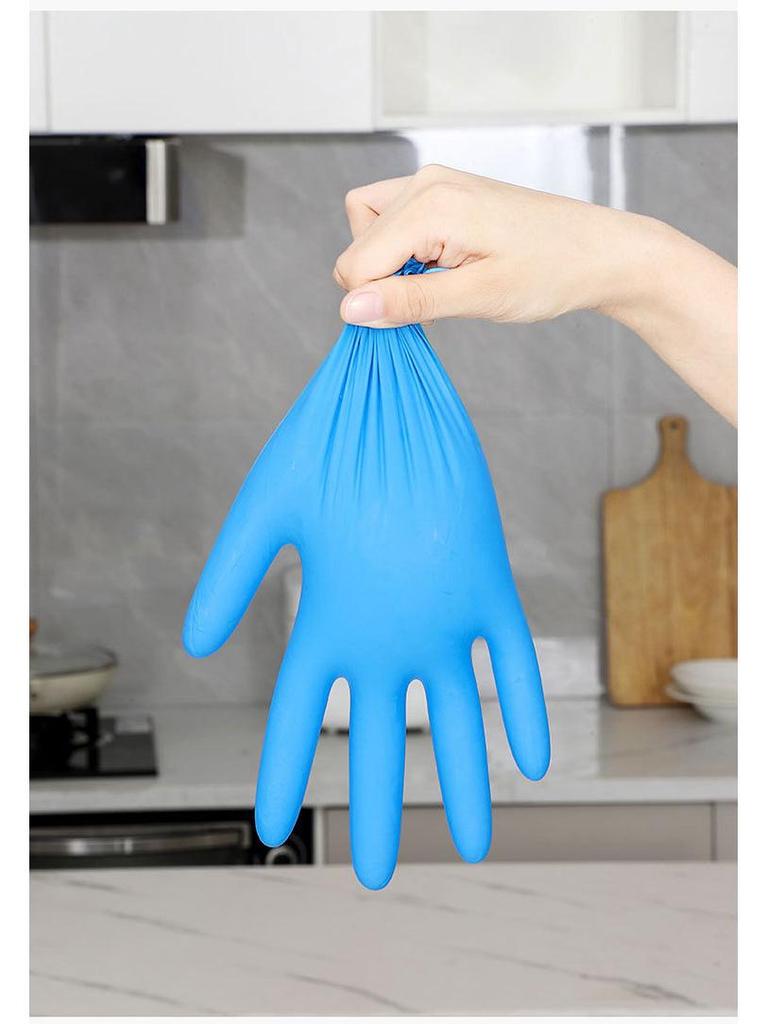 Одноразовые нитриловые перчатки высокой эластичности без пудры - Водонепроницаемые, Маслостойкие, Пищевые для бытовой уборки и использования на кухне