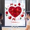 Heart Shaped Rose Flower Window Sticker Valentine's Day Removable PVC Window Glass Decal Reusable Static