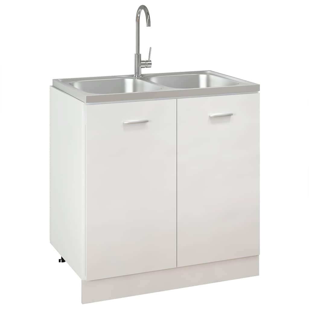 Double Kitchen Sink Silver 800x500x155 mm Stainless Steel