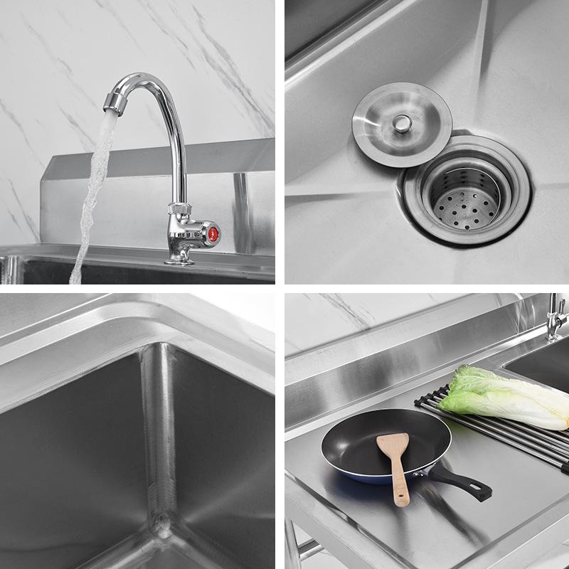 Напольная кухонная мойка из нержавеющей стали 304 с платформой-подставкой, одна чаша для мытья овощей и посуды.