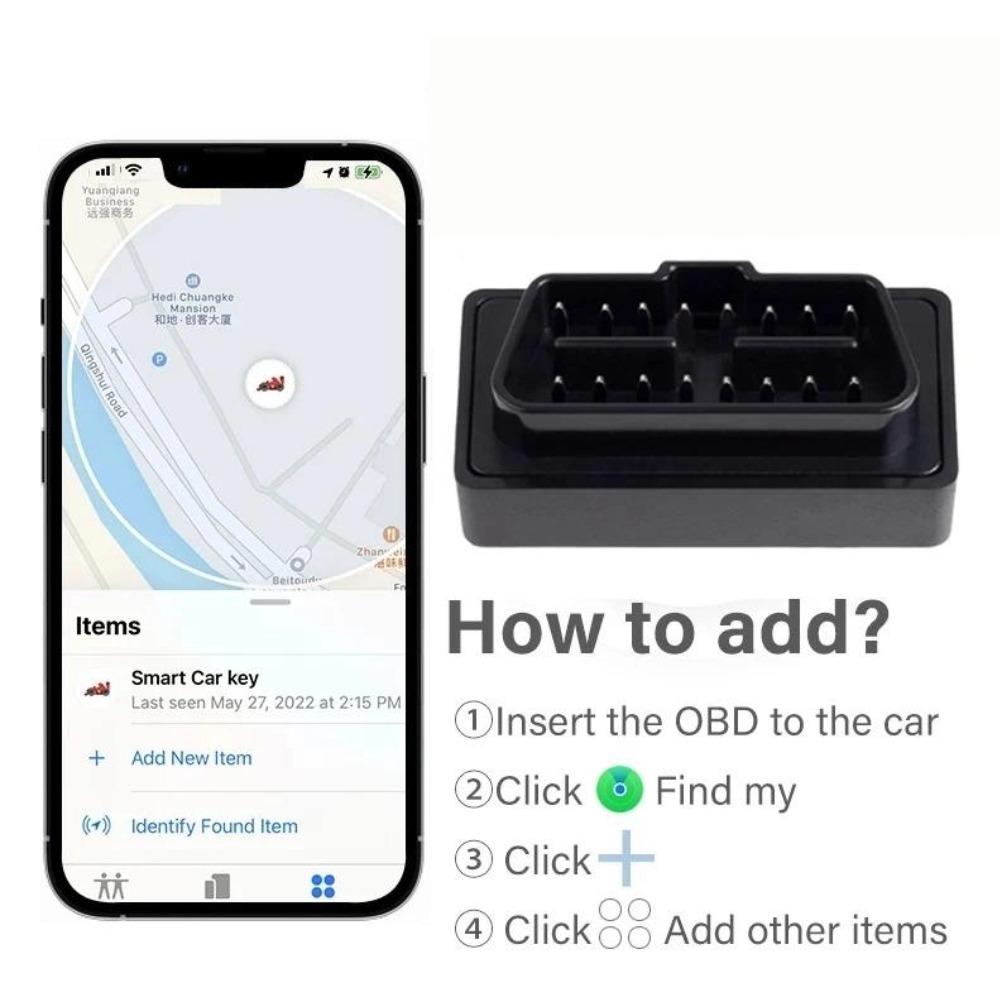 Миниатюрный OBD GPS-трекер для Apple с функцией «Найти приложение», устройством защиты от потери автомобиля, определение местоположения в реальном времени, GPS-локатором, подключаемой версией, бесплатной системой на весь срок службы.