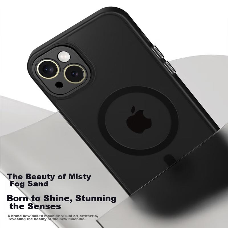 IPhone 13 Case, Apple 13 Protective Cover with Magnetic Wireless Charging, Frosted Anti-Drop Lens Full Protection Soft Edge Case, Midnight Black