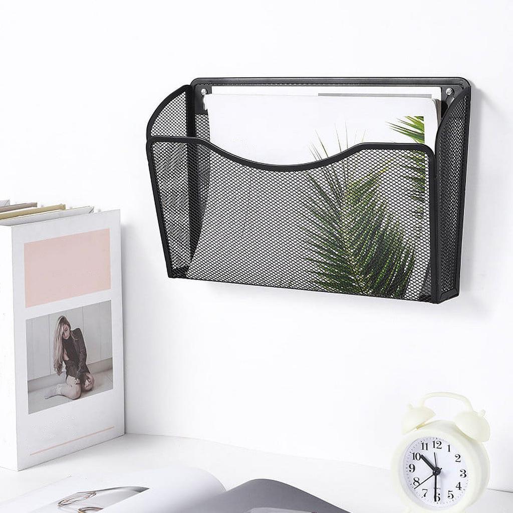 Настенный органайзер для подвешивания файлов, 1 карман из металлической сетки, держатель для домашней папки, держатель для журналов, стойка для сортировки почты