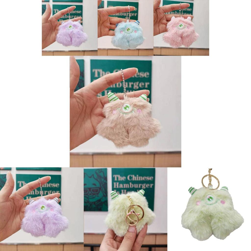 Adorable Plush Monster Keychain Soft Stuffed Animal Cute Decorative Doll For Bags