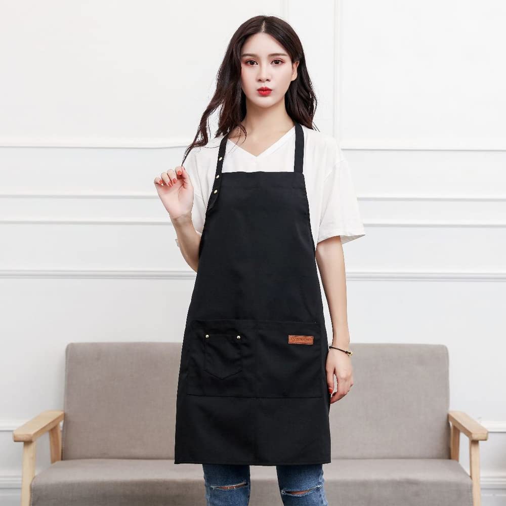 LEILEIZHIYI Нагрудник, регулируемая длина, простой дизайн, мужской и женский фартук для кафе, однотонный, стильный, карманы большой вместимости, пятно