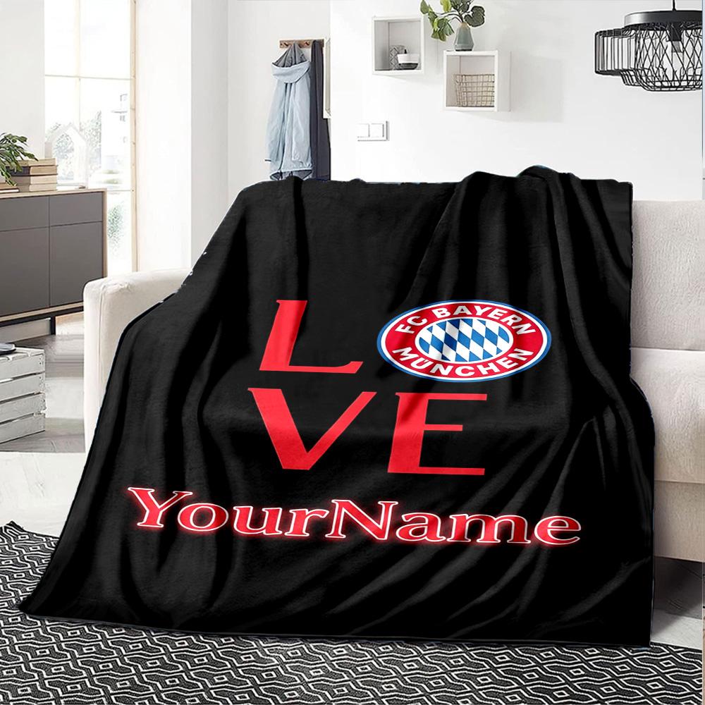 Bayern Munich Personalized Name Blanket Gift Personalized Blanket Soft & Cozy for Chair Nap Livingroom Seaside for All Occasions