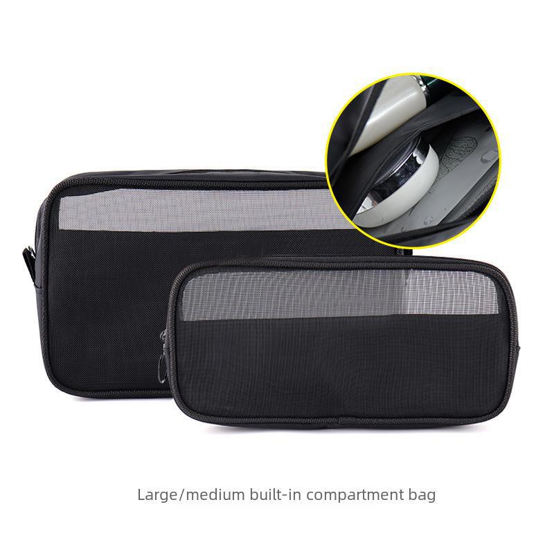 Transparent Mesh Cosmetic Travel Bag - Portable Storage for Women's Essentials