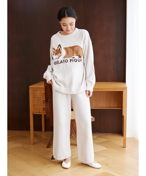 Limited Edition Air Moco SLEEPING DOG JQD Pullover Long Pants SET PWNT245363 NVY [Gelato Pique] & Women's