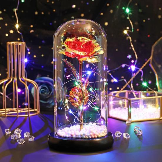 Rose Flower Gifts for Her Mom Wife Grandma Light Up Eternal Rose in A Dome Romantic Gift for Anniversary Birthday Valentine's Day Christmas