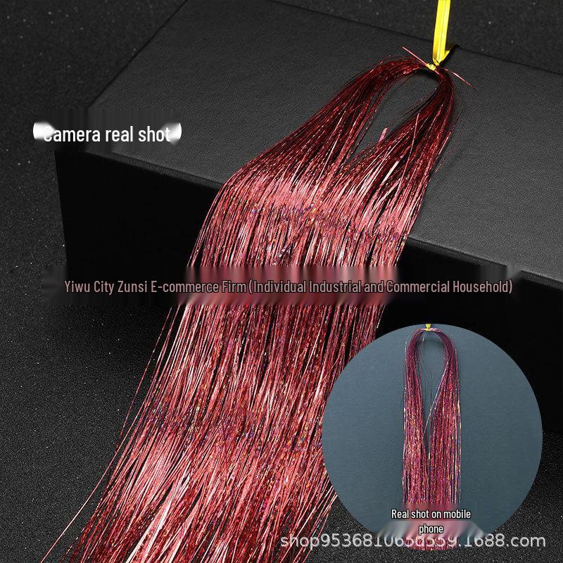 Hair Extension Thread Kit: Gold, Silver, & Seven-Color PET Glitter Threads with Pliers & Crochet Hook for Braiding & Wig Styling