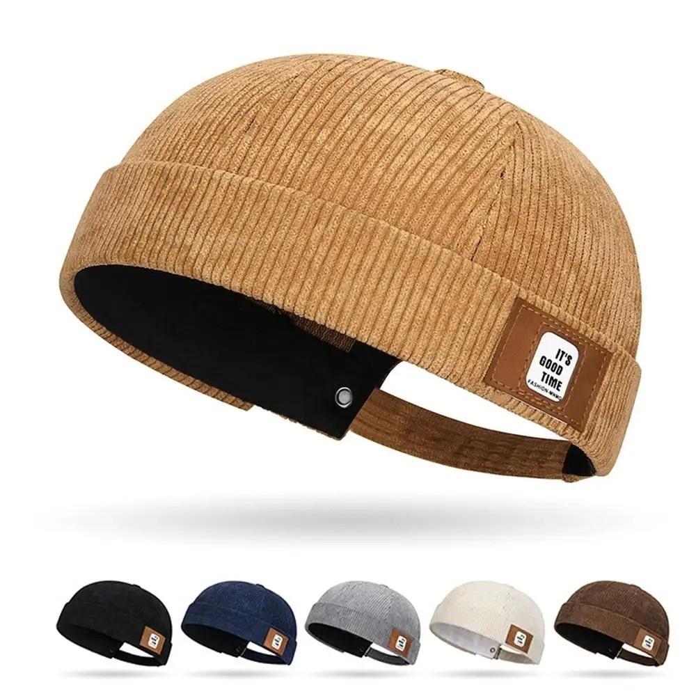 Adjustable Brimless Hat Solid Color Vintage Dome Hat New Landlord Hat Winter