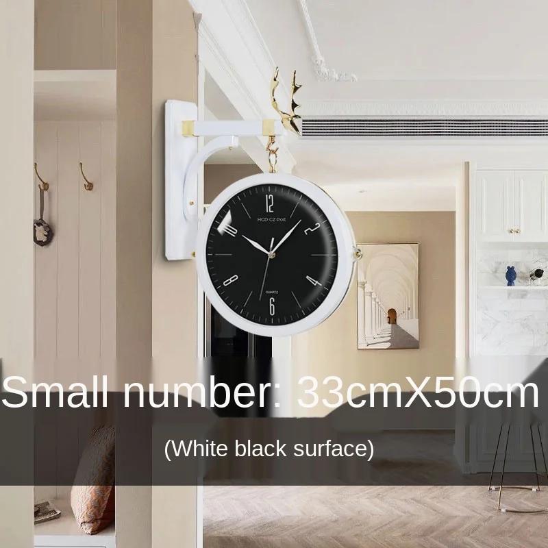Двусторонние круглые настенные часы с креплением на стену, настенные часы с двойным циферблатом, винтажный ретро-декор для дома, металлическая рамка, стеклянная крышка циферблата